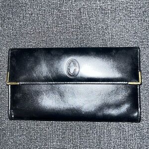 Buxton Black Leather Wallet with Gold Kiss lock coin pouch on back